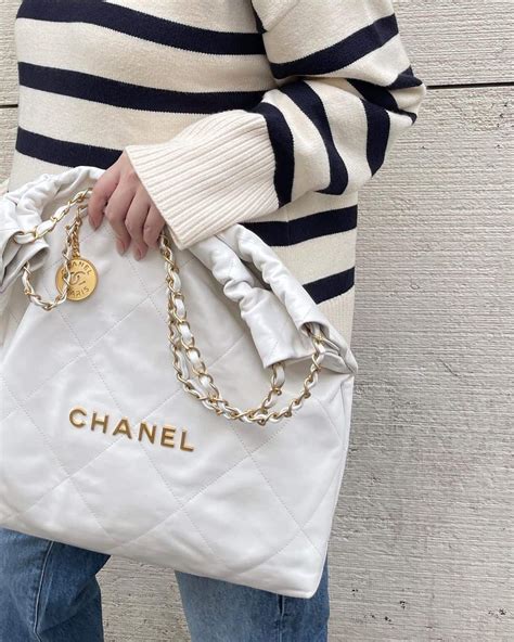 chanel tote white|Chanel 22 bag white.